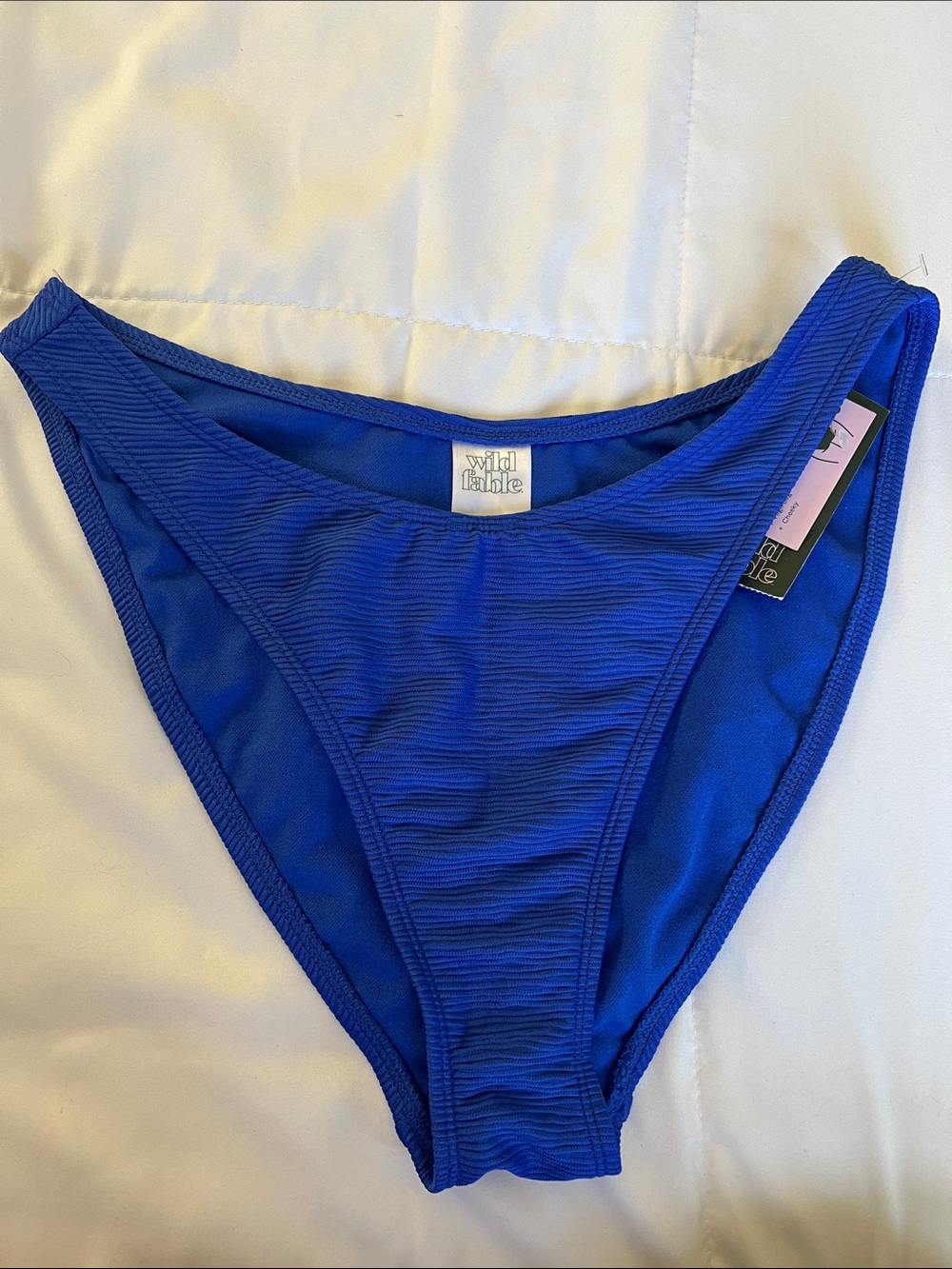 wild fable Cobalt Blue Ribbed High-Cut Bikini Bottom